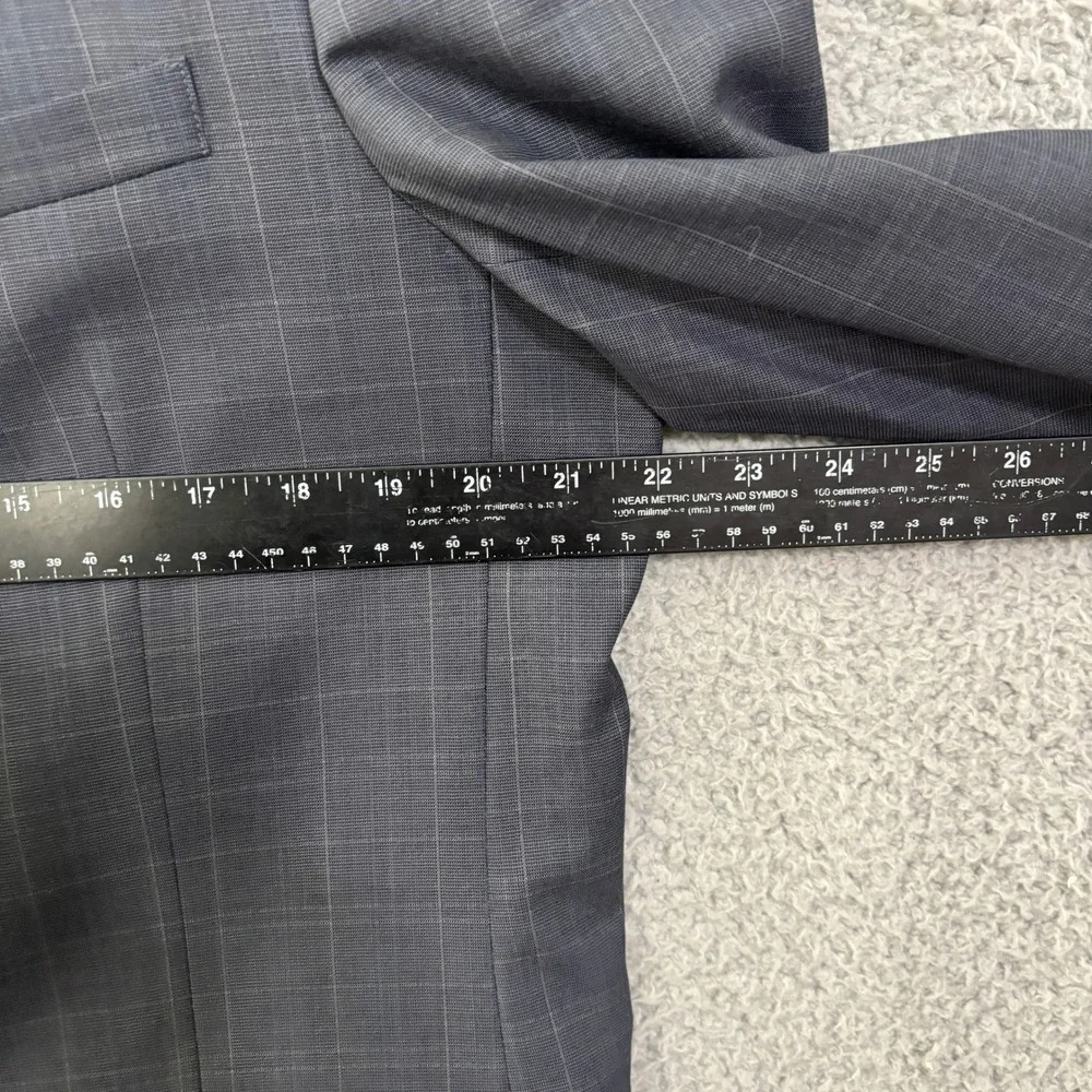 Jos. A. Bank Joseph Mens 40L Slim Fit 2 Piece Suit 100% Wool Blue Plaid 36x32